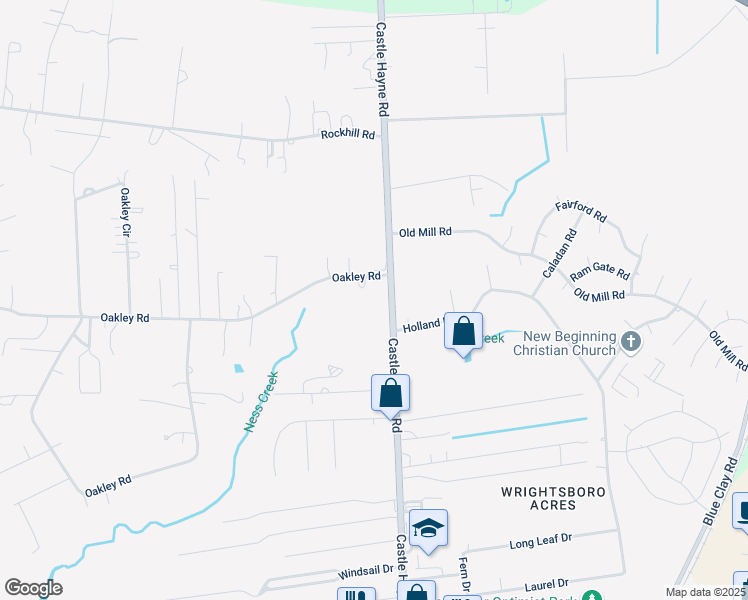 map of restaurants, bars, coffee shops, grocery stores, and more near 3033 Castle Hayne Road in Castle Hayne