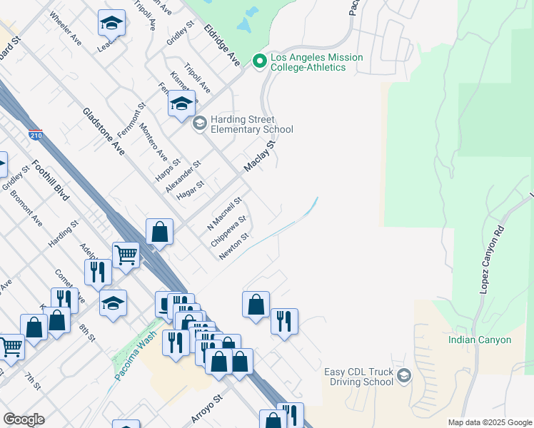 map of restaurants, bars, coffee shops, grocery stores, and more near 12743 Fenton Avenue in Los Angeles