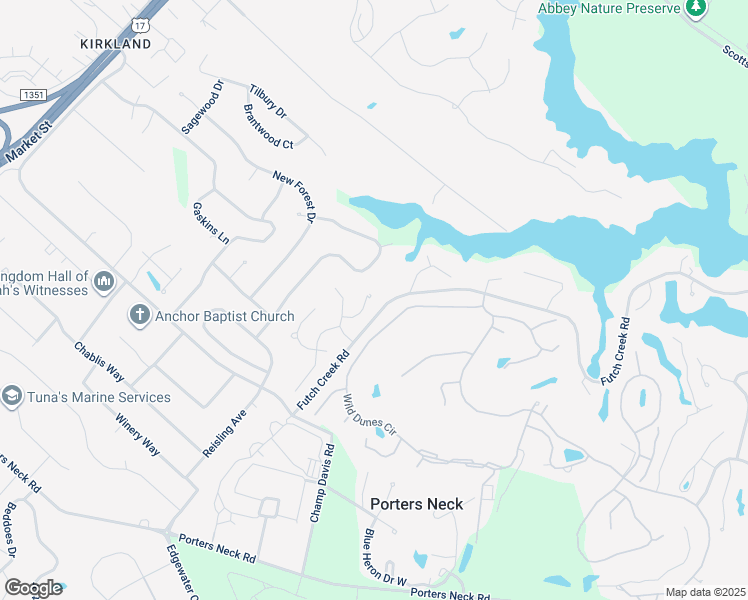 map of restaurants, bars, coffee shops, grocery stores, and more near 820 Winged Foot Lane in Wilmington