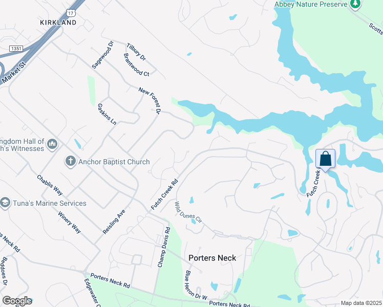 map of restaurants, bars, coffee shops, grocery stores, and more near 820 Winged Foot Lane in Wilmington
