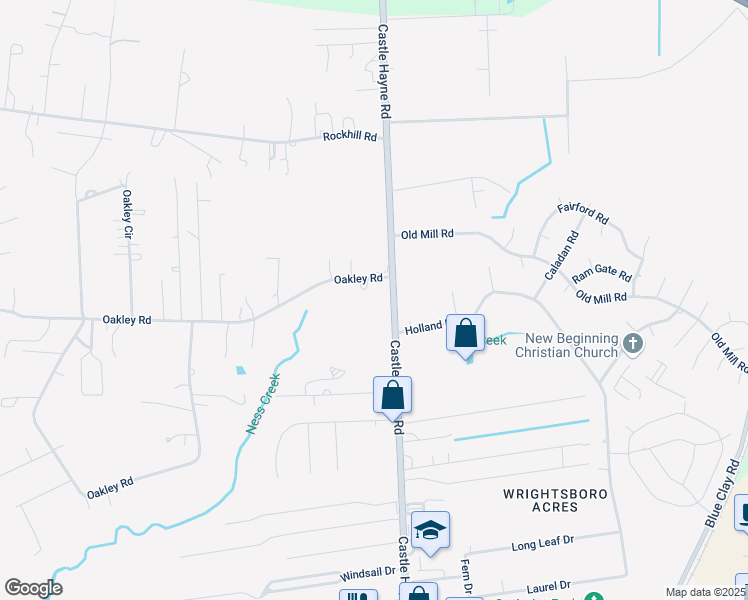 map of restaurants, bars, coffee shops, grocery stores, and more near 3033 Castle Hayne Road in Castle Hayne