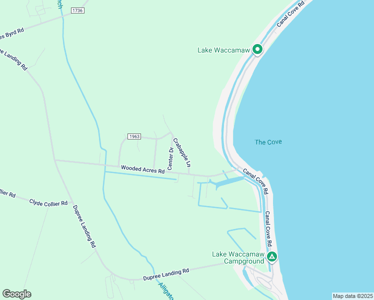 map of restaurants, bars, coffee shops, grocery stores, and more near 182 Crabapple Lane in Lake Waccamaw