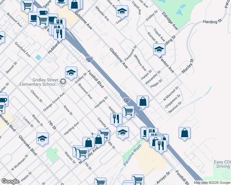 map of restaurants, bars, coffee shops, grocery stores, and more near 13253 Warnick Way in Los Angeles
