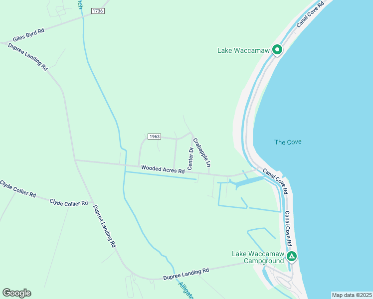 map of restaurants, bars, coffee shops, grocery stores, and more near 173 Center Drive in Lake Waccamaw