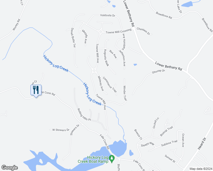 map of restaurants, bars, coffee shops, grocery stores, and more near 818 Commerce Trail in Canton
