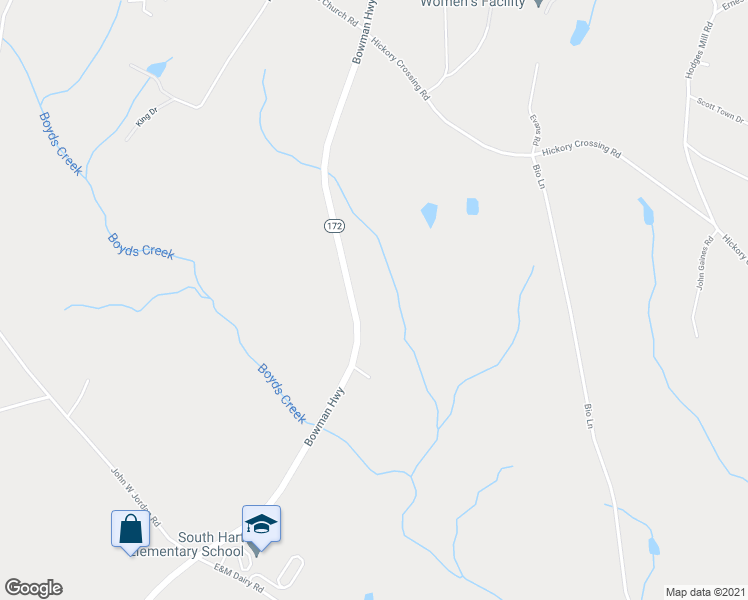 map of restaurants, bars, coffee shops, grocery stores, and more near 3729 Bowman Highway in Hartwell