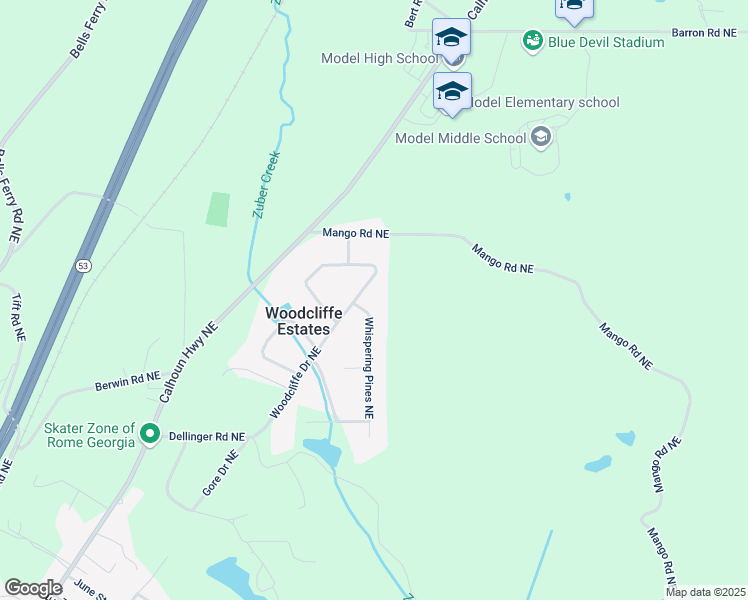 map of restaurants, bars, coffee shops, grocery stores, and more near 32 Woodcliffe Drive Northeast in Rome
