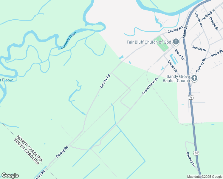 map of restaurants, bars, coffee shops, grocery stores, and more near 1025 Causey Road in Fair Bluff