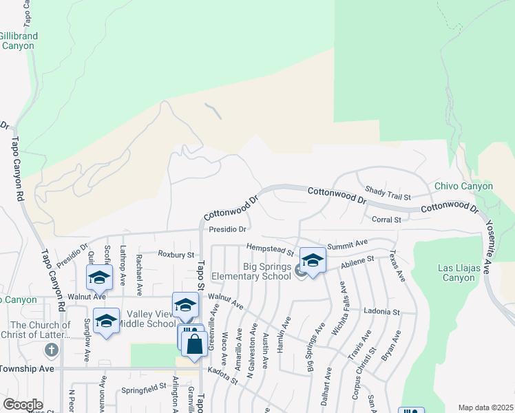 map of restaurants, bars, coffee shops, grocery stores, and more near 3795 Horizon Ridge Court in Simi Valley