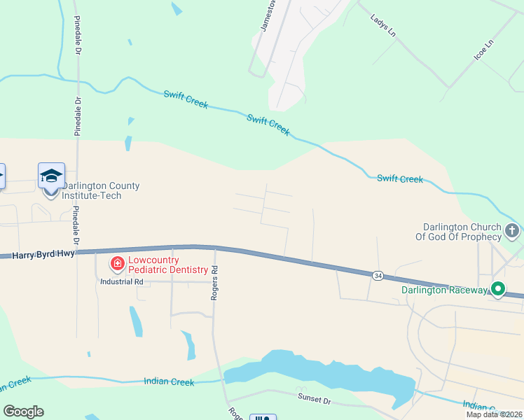 map of restaurants, bars, coffee shops, grocery stores, and more near 1500-1598 Jans Drive in Darlington