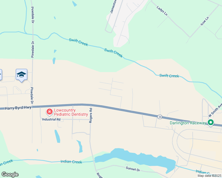 map of restaurants, bars, coffee shops, grocery stores, and more near 1500-1598 Jans Drive in Darlington