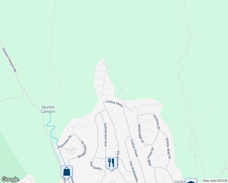 map of restaurants, bars, coffee shops, grocery stores, and more near 246 Channel Heights Court in Ventura