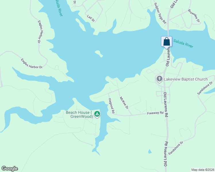 map of restaurants, bars, coffee shops, grocery stores, and more near 206 Bluff Road in Greenwood
