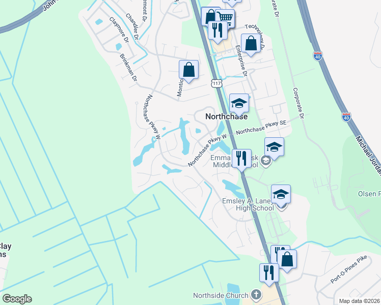 map of restaurants, bars, coffee shops, grocery stores, and more near 2910 Caliber Court in Wilmington