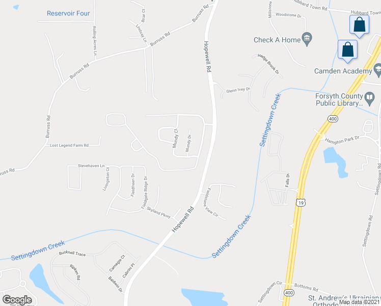 map of restaurants, bars, coffee shops, grocery stores, and more near 5010 Mundy Drive in Cumming