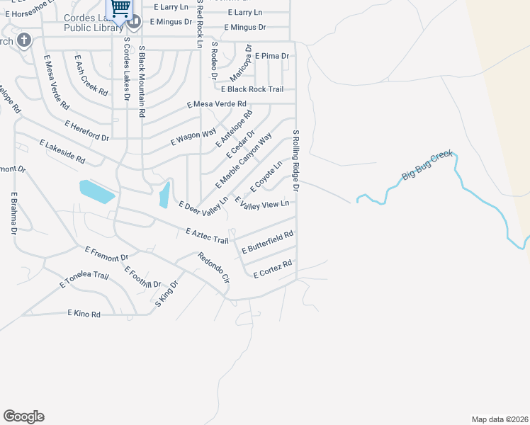 map of restaurants, bars, coffee shops, grocery stores, and more near 20927 East Valley View Lane in Mayer