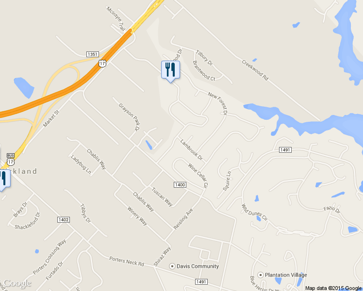map of restaurants, bars, coffee shops, grocery stores, and more near 810 Lambrook Dr in Wilmington