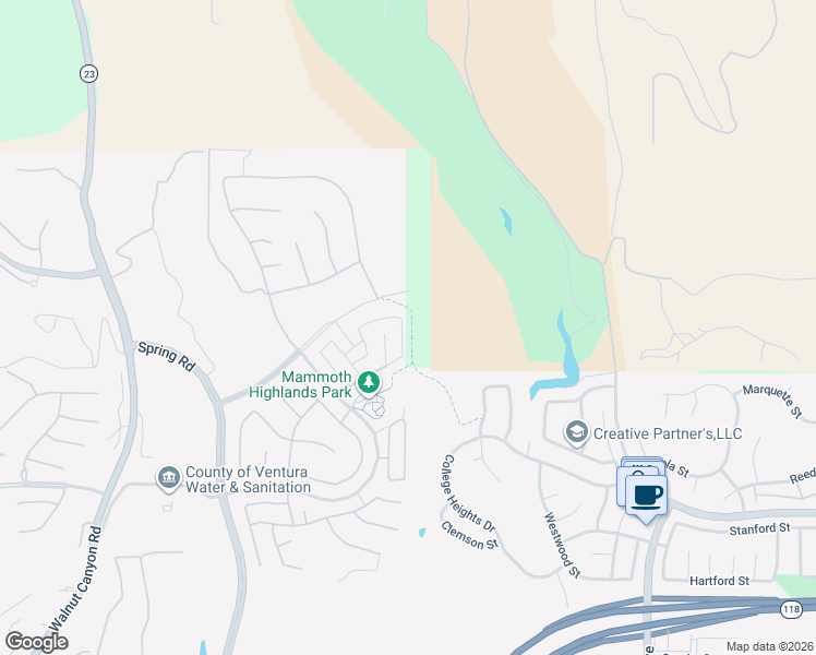 map of restaurants, bars, coffee shops, grocery stores, and more near 7136 Crimora Avenue in Moorpark