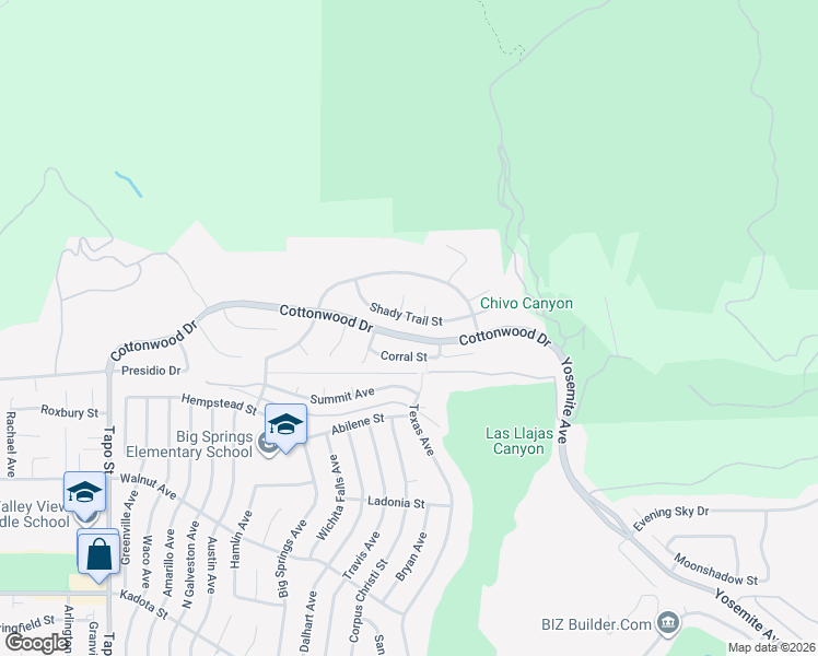 map of restaurants, bars, coffee shops, grocery stores, and more near 4986 Shady Trail Street in Simi Valley