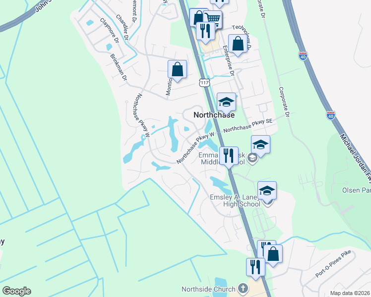 map of restaurants, bars, coffee shops, grocery stores, and more near 2910 Caliber Court in Wilmington