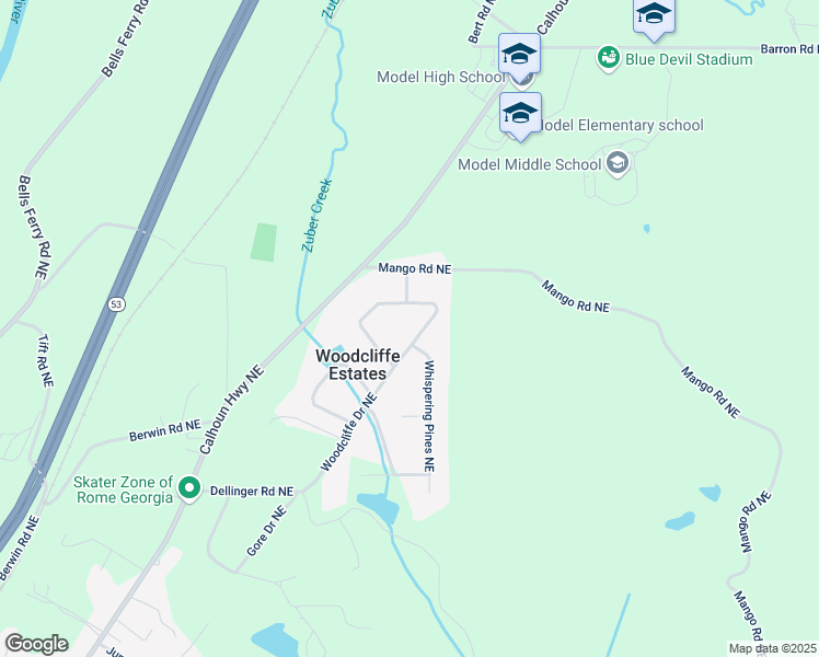 map of restaurants, bars, coffee shops, grocery stores, and more near 29 Woodcliffe Drive Northeast in Rome