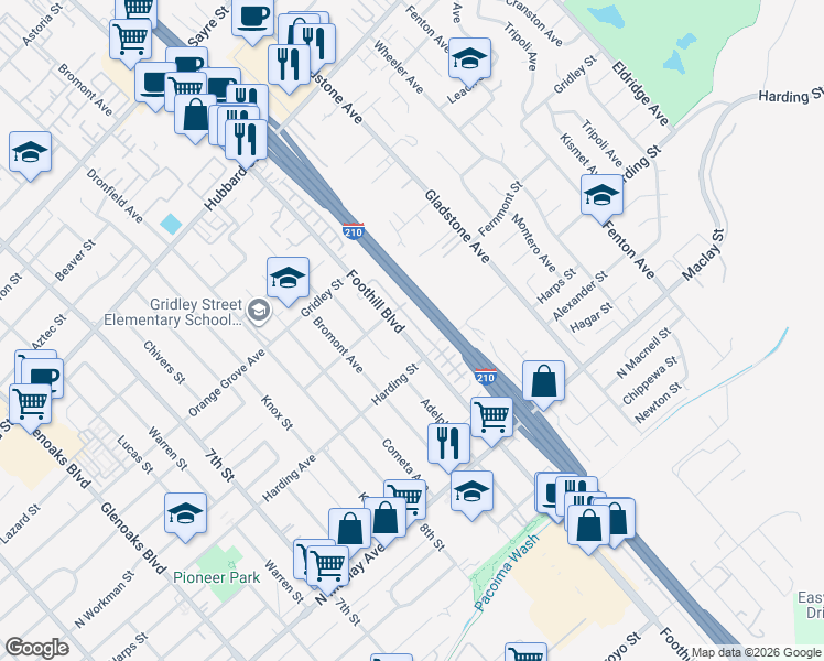 map of restaurants, bars, coffee shops, grocery stores, and more near 12739 Watt Lane in Los Angeles