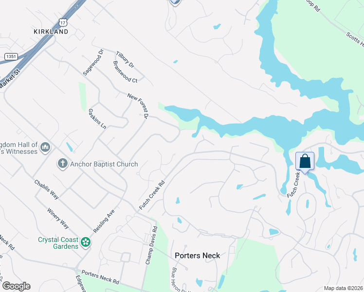 map of restaurants, bars, coffee shops, grocery stores, and more near 329-493 Futch Creek Road in Wilmington