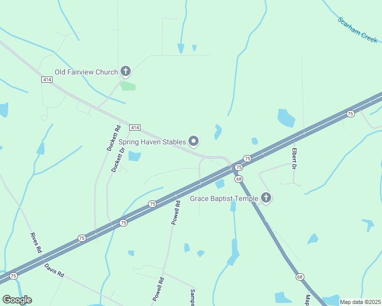 map of restaurants, bars, coffee shops, grocery stores, and more near 216 Hustleville Road in Albertville
