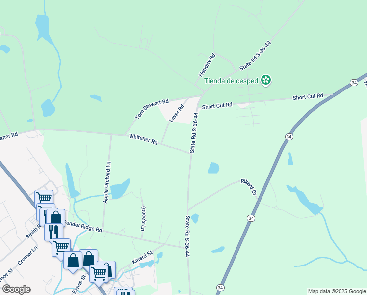 map of restaurants, bars, coffee shops, grocery stores, and more near 2447 Whitener Road in Newberry