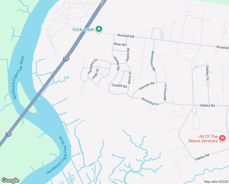 map of restaurants, bars, coffee shops, grocery stores, and more near 216 Bountiful Lane in Castle Hayne
