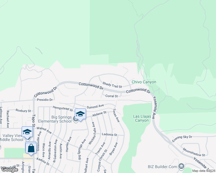 map of restaurants, bars, coffee shops, grocery stores, and more near 4944 Shady Trail Street in Simi Valley