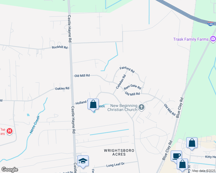 map of restaurants, bars, coffee shops, grocery stores, and more near 4 Peckham Court in Castle Hayne