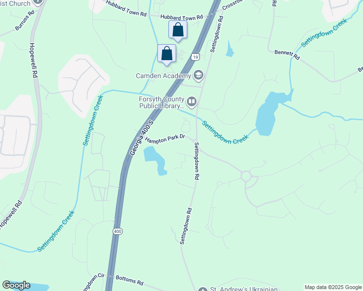 map of restaurants, bars, coffee shops, grocery stores, and more near 5610 Hampton Park Drive in Cumming