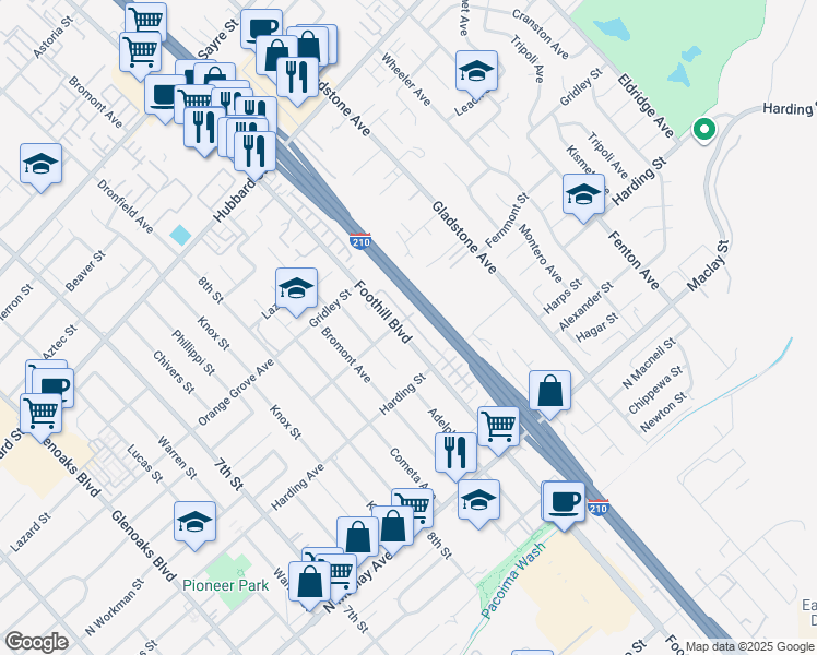 map of restaurants, bars, coffee shops, grocery stores, and more near 12801 Watt Lane in Los Angeles