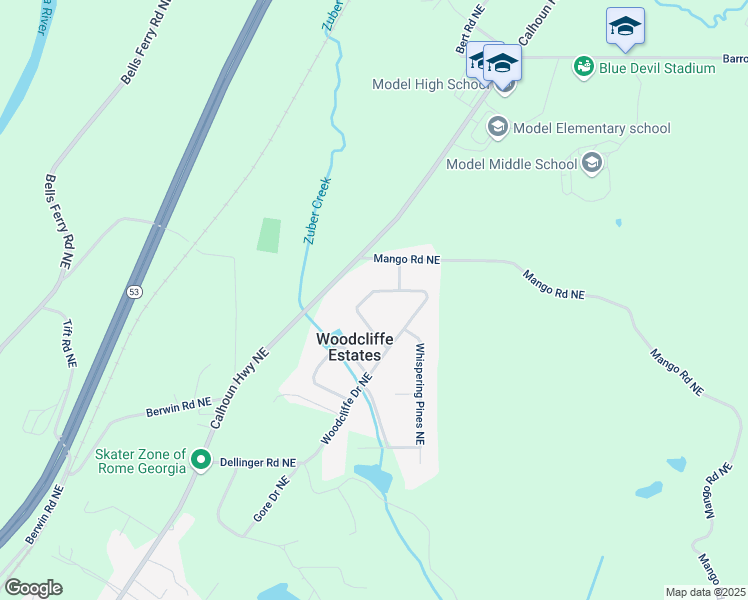 map of restaurants, bars, coffee shops, grocery stores, and more near 12 Fernwood Way Northeast in Rome