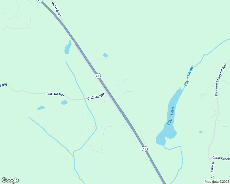map of restaurants, bars, coffee shops, grocery stores, and more near 100 Clear Lake Drive Northwest in Adairsville