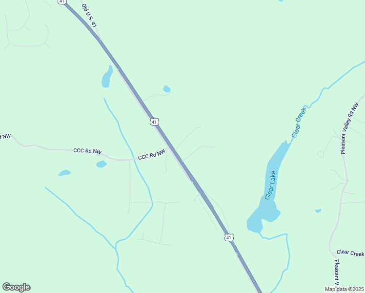 map of restaurants, bars, coffee shops, grocery stores, and more near 100 Clear Lake Drive Northwest in Adairsville