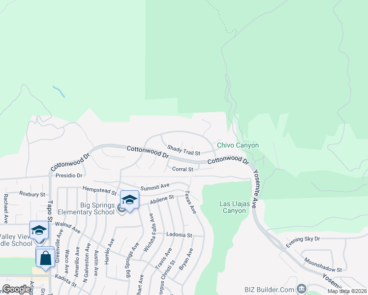 map of restaurants, bars, coffee shops, grocery stores, and more near 4944 Shady Trail Street in Simi Valley