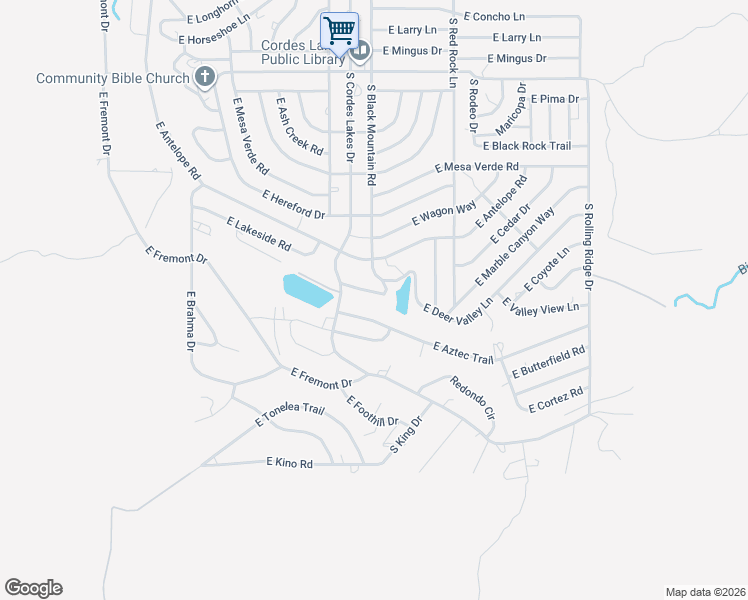 map of restaurants, bars, coffee shops, grocery stores, and more near 20459 East Aztec Trail in Mayer