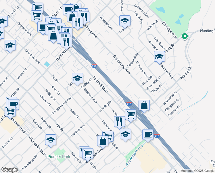 map of restaurants, bars, coffee shops, grocery stores, and more near 12808 Watt Lane in Los Angeles