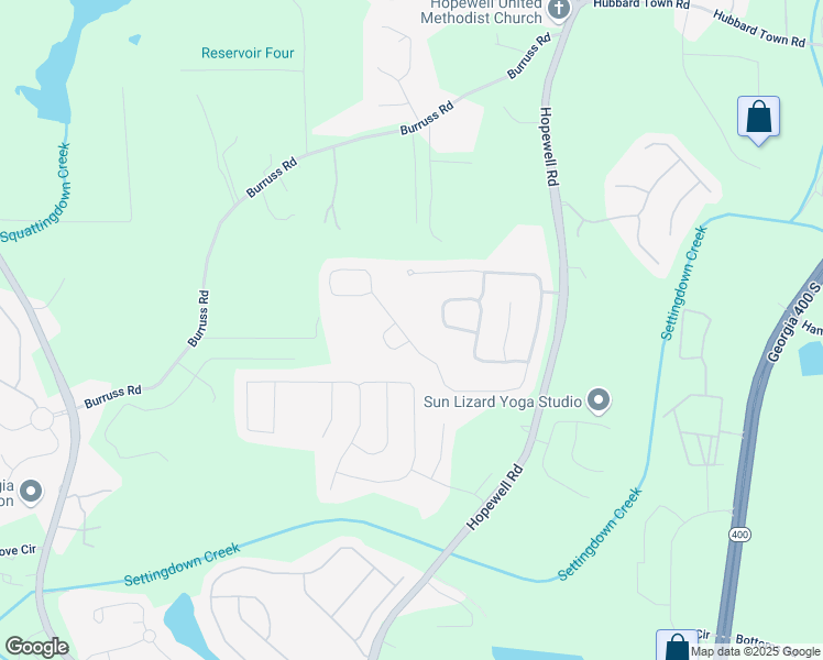 map of restaurants, bars, coffee shops, grocery stores, and more near 4525 Hopewell Manor Drive in Cumming