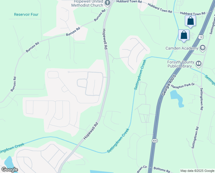 map of restaurants, bars, coffee shops, grocery stores, and more near 4917 Hopewell Road in Cumming
