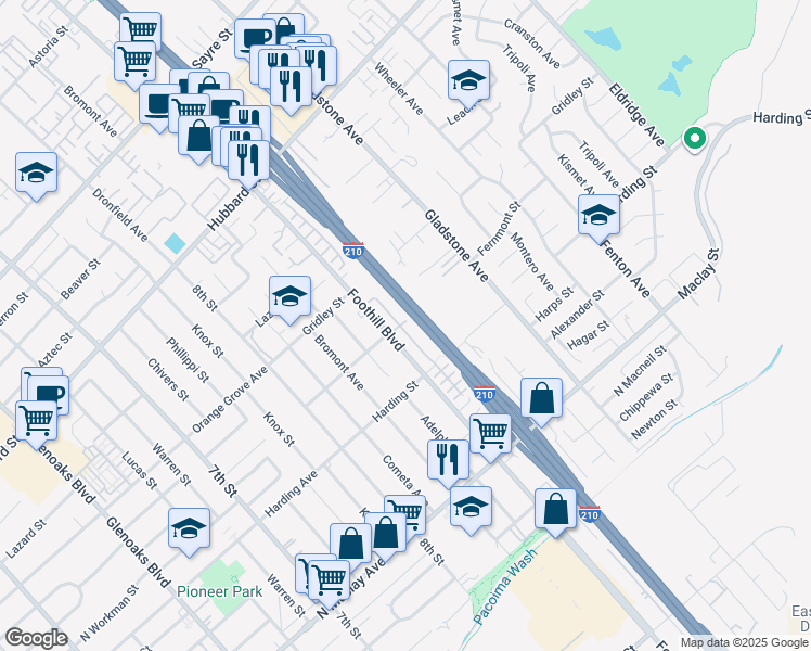 map of restaurants, bars, coffee shops, grocery stores, and more near 12808 Watt Lane in Los Angeles