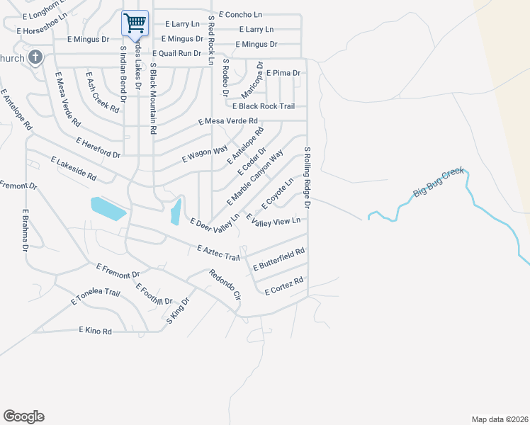 map of restaurants, bars, coffee shops, grocery stores, and more near 20905 East Sky View Lane in Mayer