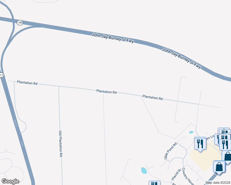 map of restaurants, bars, coffee shops, grocery stores, and more near 7475 Plantation Road in Wilmington