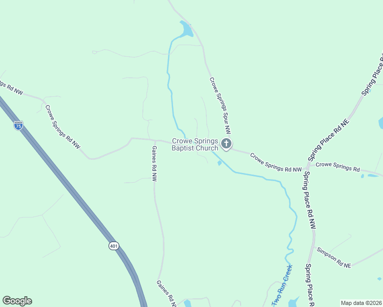 map of restaurants, bars, coffee shops, grocery stores, and more near 267 Crowe Springs Road Northwest in Cartersville