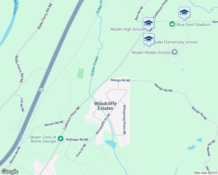 map of restaurants, bars, coffee shops, grocery stores, and more near 19 Fernwood Way Northeast in Rome