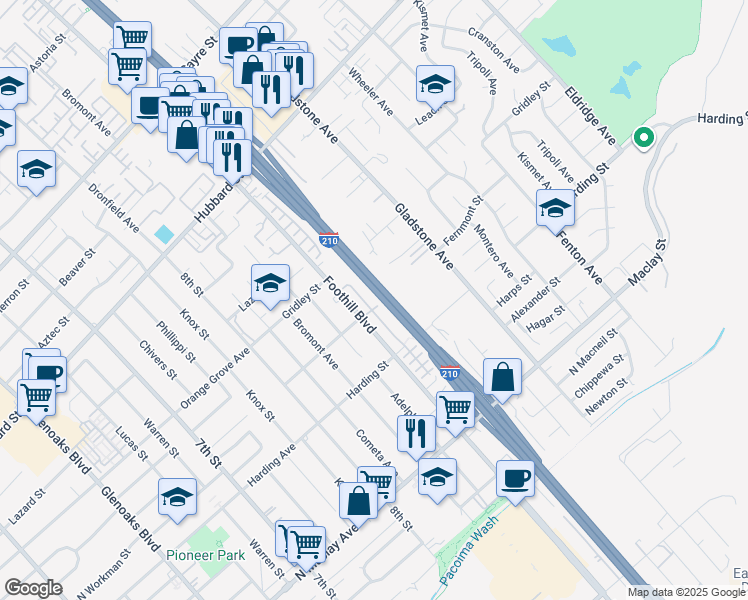map of restaurants, bars, coffee shops, grocery stores, and more near 12807 Watt Lane in Los Angeles
