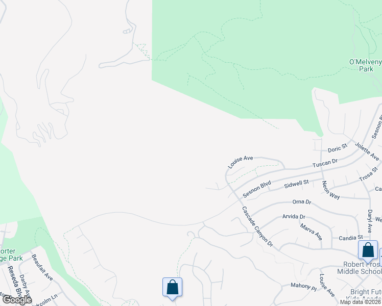 map of restaurants, bars, coffee shops, grocery stores, and more near 17300 Sesnon Boulevard in Los Angeles