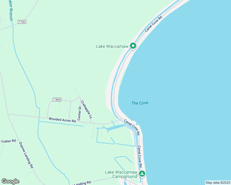 map of restaurants, bars, coffee shops, grocery stores, and more near 2204 Canal Cove Road in Lake Waccamaw